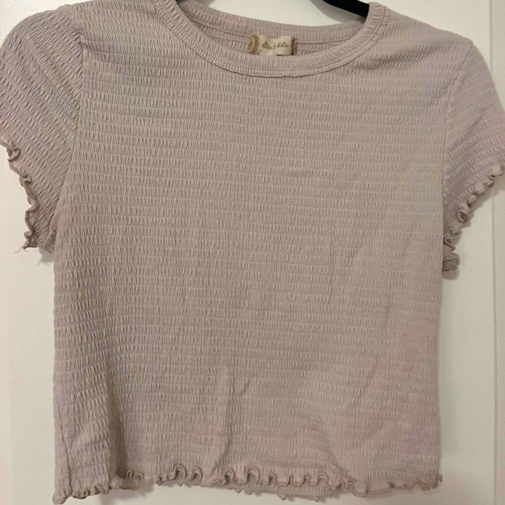 Dark cream/taupe ruffled crop top